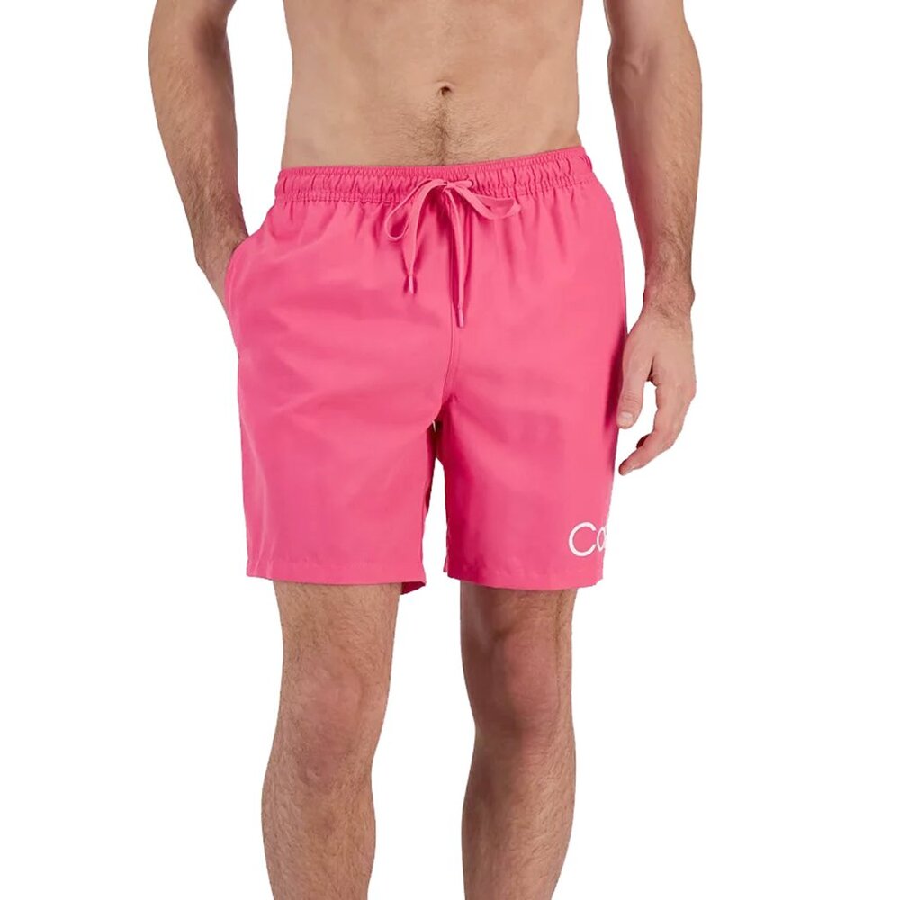 NEW! Calvin Klein Logo 7 Inch Volley Swim Trunks! XXL Pink With White Logo